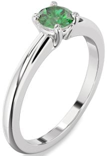 Emerald White Gold Round Solitaire Engagement Ring