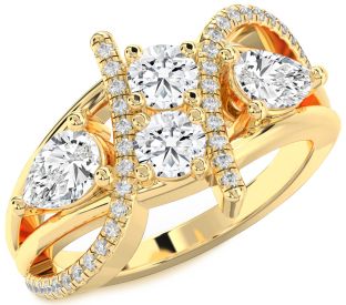 Diamond Gold Round Three Stone Ring