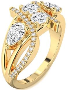 Diamond Gold Round Three Stone Ring