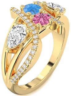 Diamond Gold Round Three Stone Promise Ring
