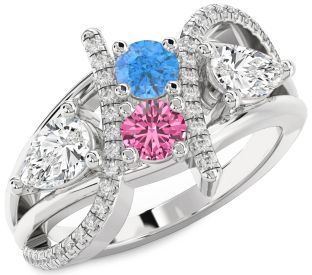 Diamond Platinum Round Three Stone Promise Ring