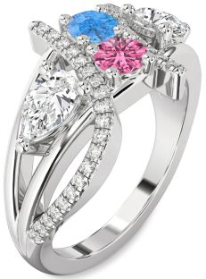 Diamond Platinum Round Three Stone Promise Ring