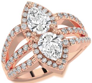Diamond Rose Gold Pear Two Stone Ring