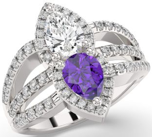 Diamond Platinum Pear Two Stone Promise Ring