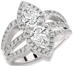 Diamond White Gold Pear Two Stone Ring