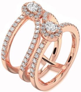 Diamond Rose Gold Pear Two Stone Ring