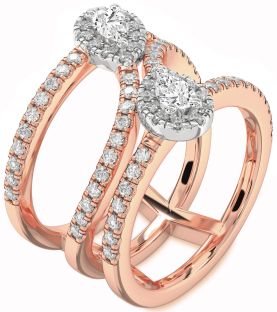 Diamond White Rose Gold Pear Two Stone Ring