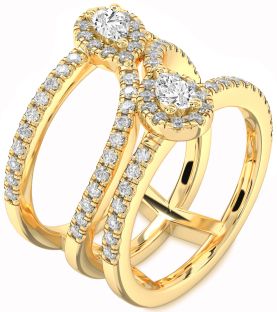 Diamond Gold Pear Two Stone Ring