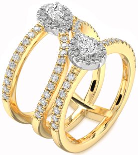 Diamond Platinum & Yellow Gold Pear Two Stone Ring