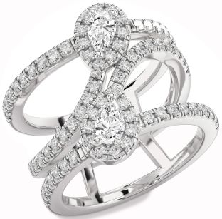 Diamond White Gold Pear Two Stone Ring