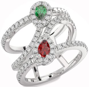Diamond Platinum Pear Two Stone Promise Ring