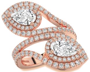 Diamond Rose Gold Pear Two Stone Ring