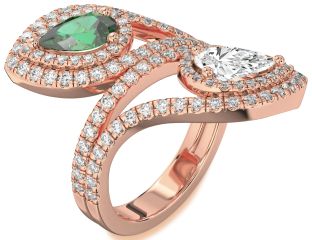 Diamond Rose Gold Pear Two Stone Promise Ring