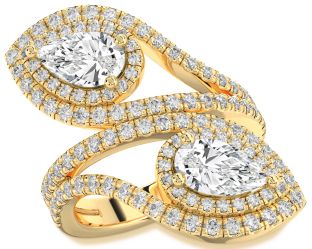 Diamond Gold Pear Two Stone Ring