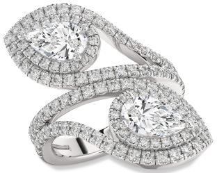 Diamond White Gold Pear Two Stone Ring