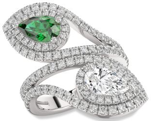 Diamond Platinum Pear Two Stone Promise Ring