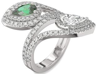 Diamond Platinum Pear Two Stone Promise Ring