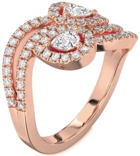 Diamond Rose Gold Pear Two Stone Ring