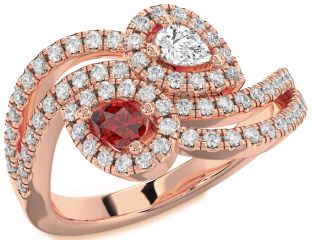 Diamond Rose Gold Silver Pear Two Stone Promise Ring
