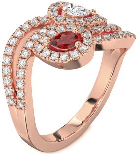 Diamond Rose Gold Silver Pear Two Stone Promise Ring
