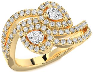 Diamond Gold Pear Two Stone Ring