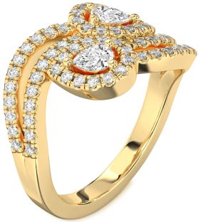 Diamond Gold Pear Two Stone Ring
