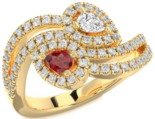 Diamond Gold Silver Pear Two Stone Promise Ring