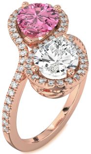 Diamond Rose Gold Pear Two Stone Promise Ring