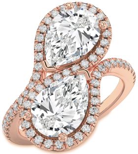 Diamond Rose Gold Pear Two Stone Ring