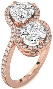 Diamond Rose Gold Pear Two Stone Ring