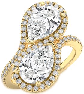 Diamond Gold Pear Two Stone Ring