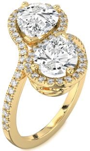 Diamond Gold Pear Two Stone Ring