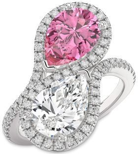 Diamond Platinum Pear Two Stone Promise Ring