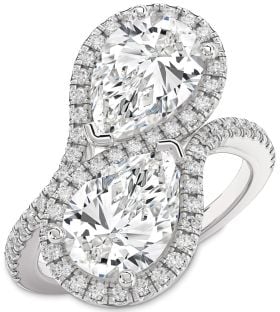 Diamond Platinum Pear Two Stone Ring