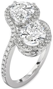 Diamond White Gold Pear Two Stone Ring