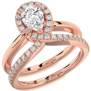 Diamond Rose Gold Pear Promise Ring