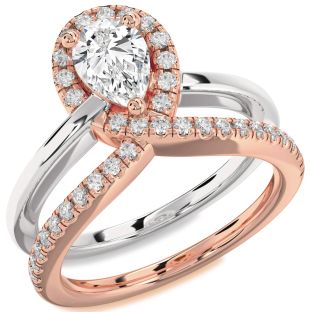 Diamond White Rose Gold Pear Promise Ring