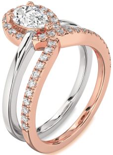 Diamond White Rose Gold Pear Promise Ring