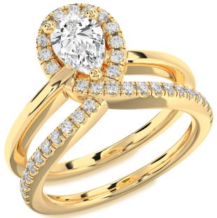 Diamond Gold Pear Promise Ring