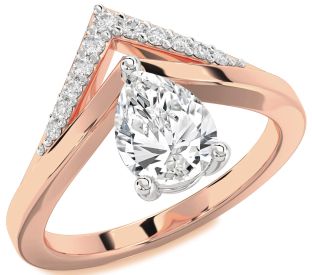 Diamond White Rose Gold Pear Promise Ring
