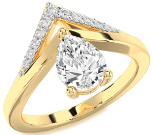Diamond Gold Pear Promise Ring