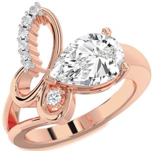 Diamond Rose Gold Butterfly Ring