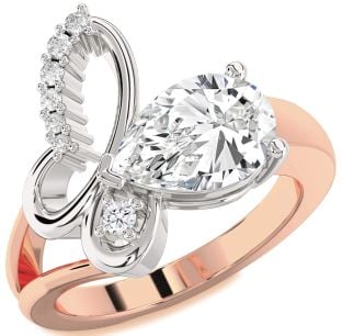 Diamond Platinum & Rose Gold Butterfly Ring