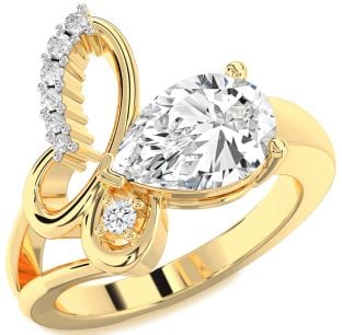 Diamond Gold Butterfly Ring