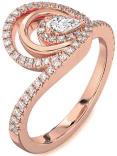 Diamond Rose Gold Pear Pave Promise Ring