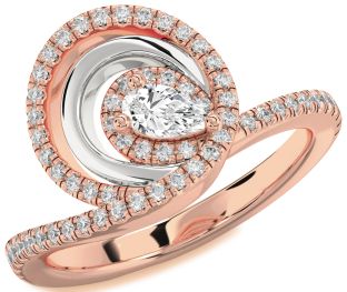 Diamond White Rose Gold Pear Pave Promise Ring