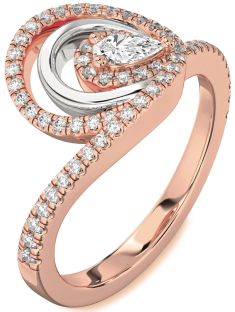 Diamond White Rose Gold Pear Pave Promise Ring