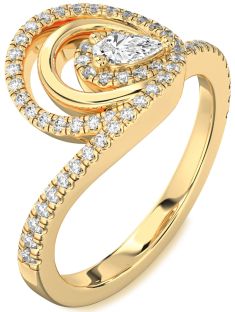 Diamond Gold Pear Pave Promise Ring