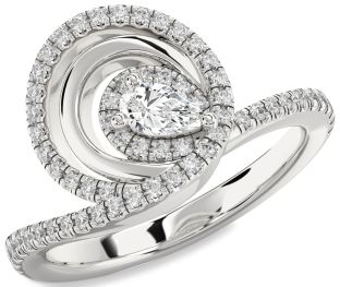 Diamond White Gold Pear Pave Promise Ring