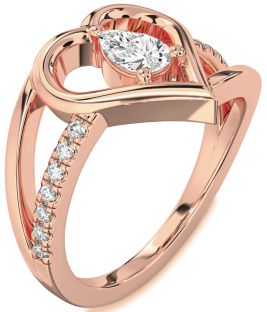 Diamond Rose Gold Heart Solitaire Engagement Ring